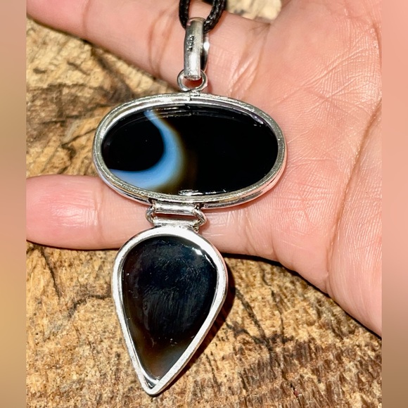 Dark Banded Botswana Agate Pendant 2 1/2” - Picture 2 of 8